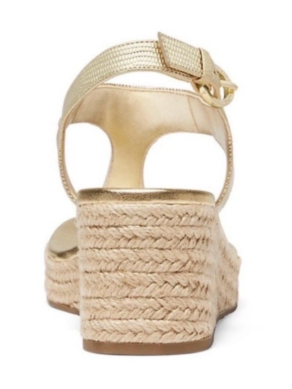 Michael Kors Gold Metallic Espadrille Wedge Sandals - Picture 5 of 7
